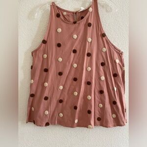 NWOT Blu Pepper halter top blush pink polka dot top - Large